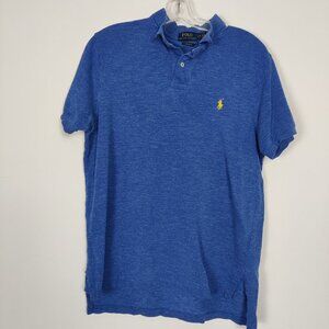 Polo Ralph Lauren Men's Polo Shirt Size L Custom Fit Blue Cotton Summer Casual